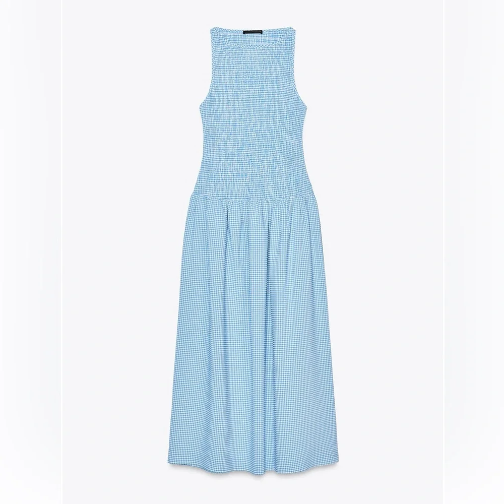 Zara GINGHAM MIDI DRESS